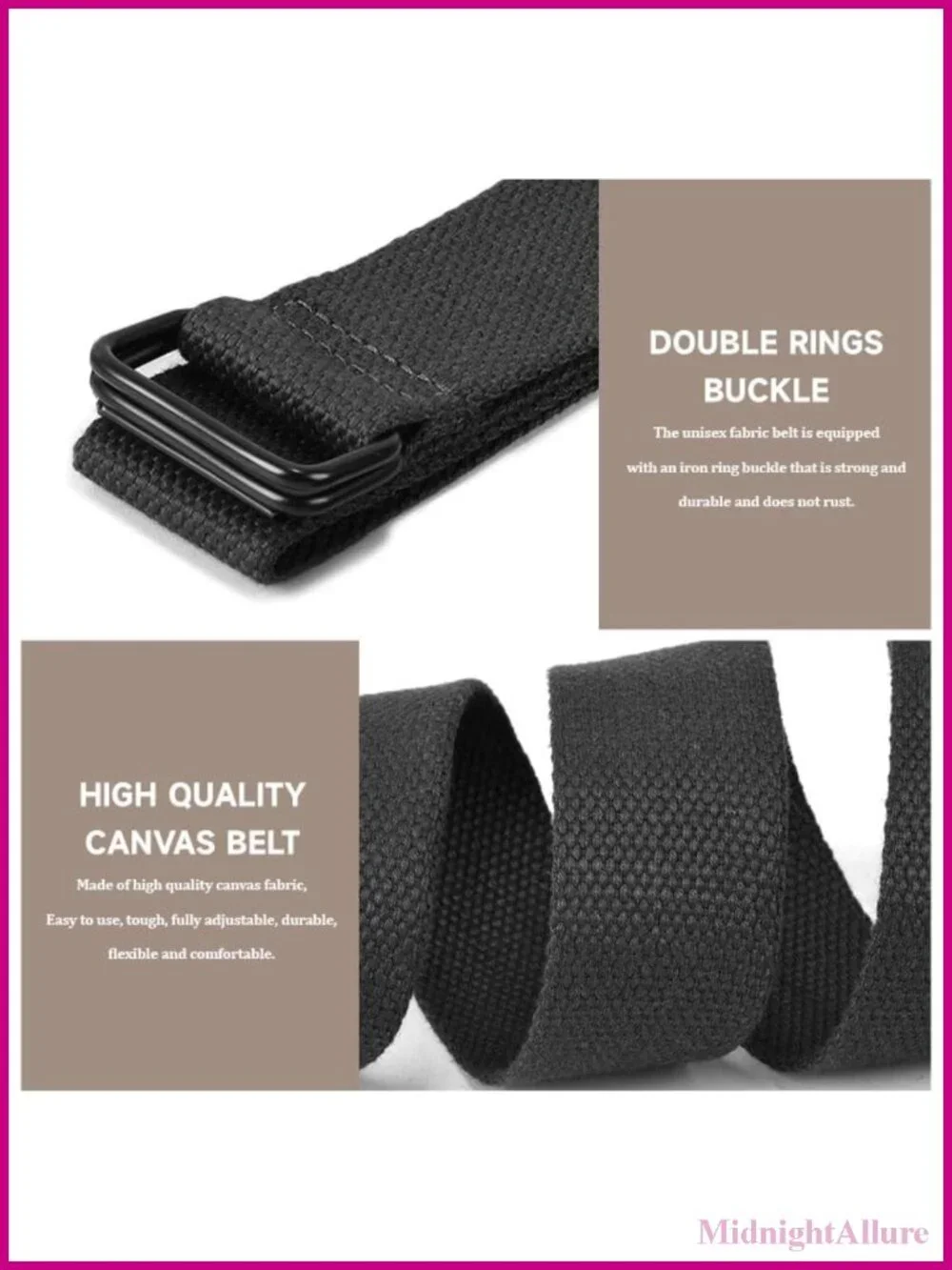 Canvas Belt Set Adjustable D-Ring Buckle Casual Waistband